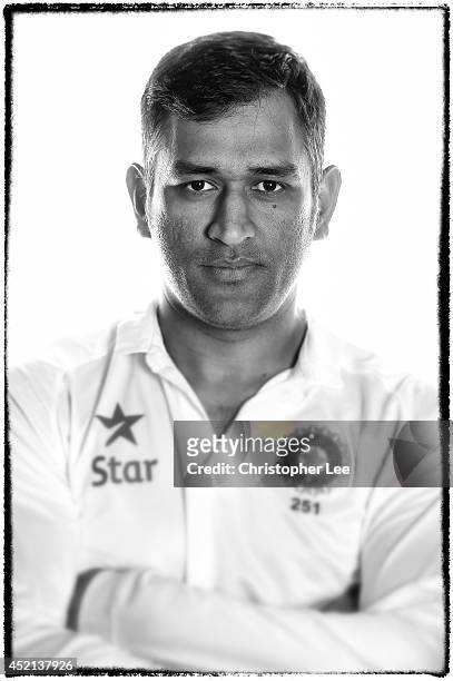 Dhoni of India poses on July 7, 2014 in Nottingham,England.