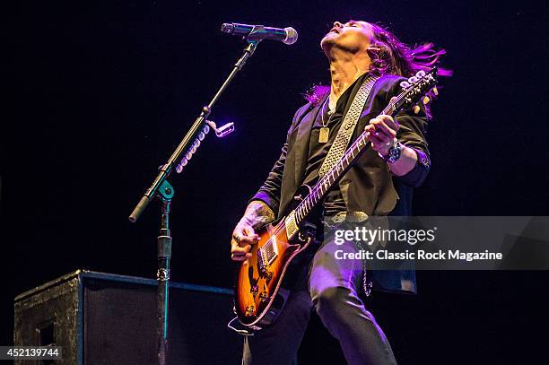 Vocalist and guitarist Myles Kennedy of American rock group Alter Bridge performing live on stage at Wembley Arena in London, on October 18, 2013.