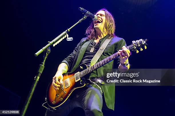 Vocalist and guitarist Myles Kennedy of American rock group Alter Bridge performing live on stage at Wembley Arena in London, on October 18, 2013.