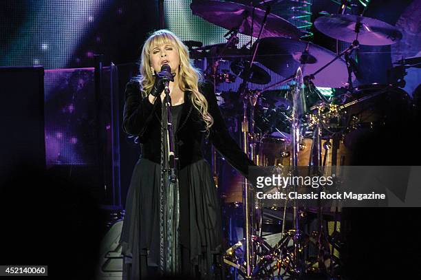 Vocalist Stevie Nicks of English rock group Fleetwood Mac performing live on stage at the O2 Arena in London, on September 27, 2013.