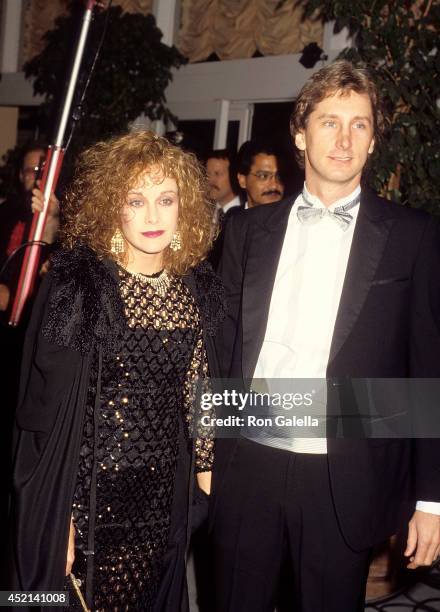Actress Season Hubley and date attend the 43rd Annual Golden Globe Awards on January 24, 1986 at the Beverly Hilton Hotel in Beverly Hills,...