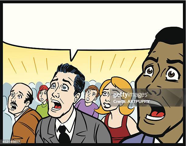 comic book style crowd in fear - crowd panic stock illustrations
