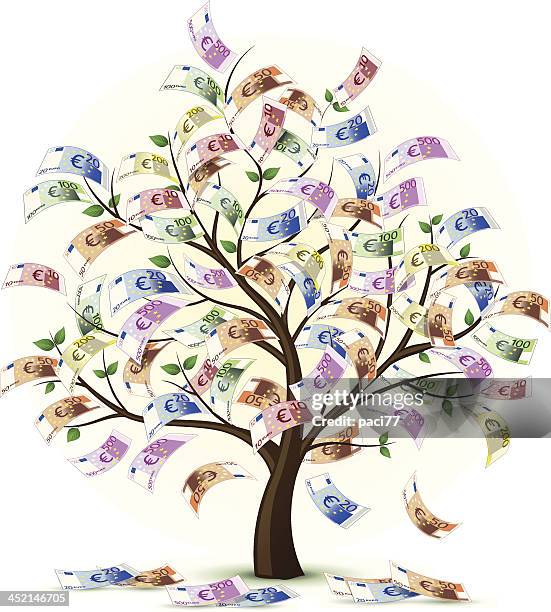 euro money tree vector - money tree stock illustrations