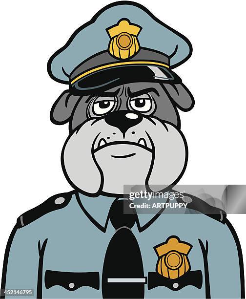 stockillustraties, clipart, cartoons en iconen met dog police officer - bulldog