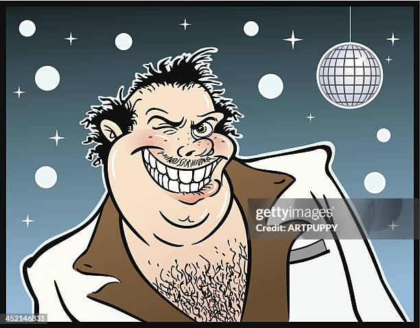 ugly man at disco - ugly bald man stock illustrations