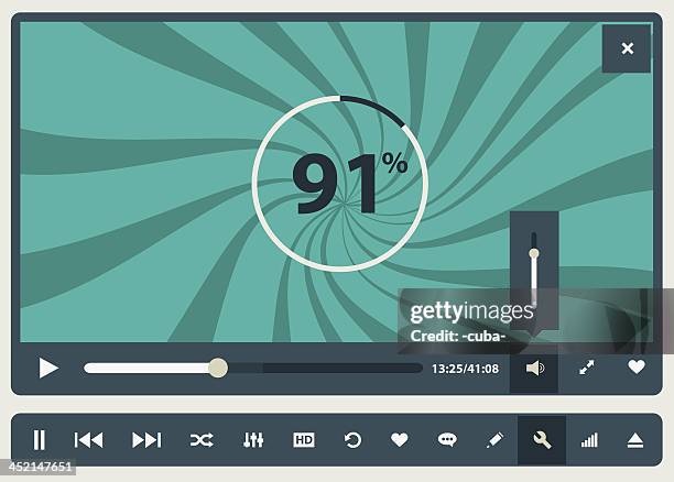 computer graphic of media player buffering to play - ui kit stock illustrations