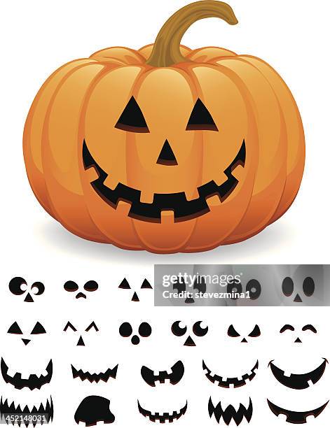 cheerful halloween pumpkin jack o' lantern vector illustration - anthropomorphic stock illustrations