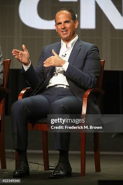 Personality Marcus Lemonis speaks onstage at the 'The Profit' panel during the NBCUniversal CNBC portion of the 2014 Summer Television Critics...