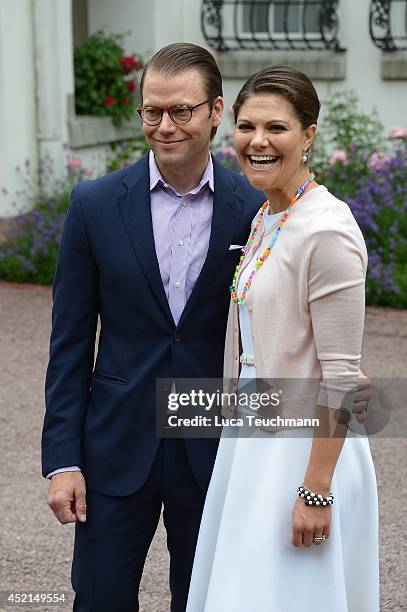 Prince Daniel, Duke of Vastergotland and Crown Princess Victoria of Sweden attend the Victoria Day celebrations, on the Crown Princess's 37th...