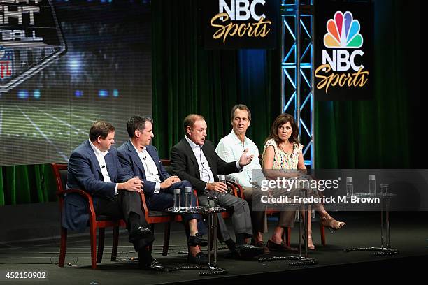 Sports Group Chairman Mark Lazarus, Coordinating producer Fred Gaudelli, On-air talent Al Michaels, Cris Collinsworth and Michele Tafoya speak...