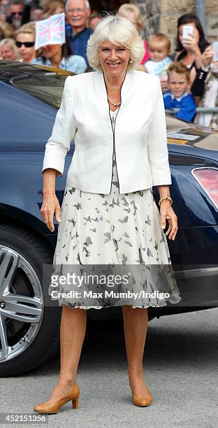 Camilla, Duchess of Cornwall visits Looe on day one of her and Prince Charles, Prince of Wales's annual visit to Devon and Cornwall on July 14, 2014...