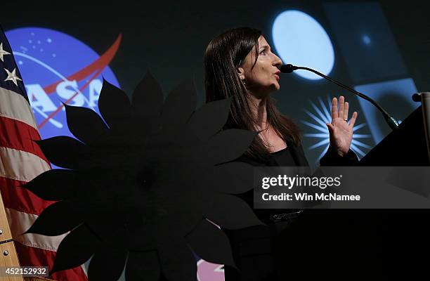 Sara Seager, professor of planetary science and physics at the Massachusetts Institute of Technology, speaks at a press conference discussing "the...