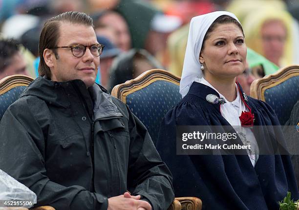 Crown Princess Victoria of Sweden and Prince Daniel, Duke of Vastergotland attend a concert to celebrate her 37th birthday at Borgholm on July 14,...