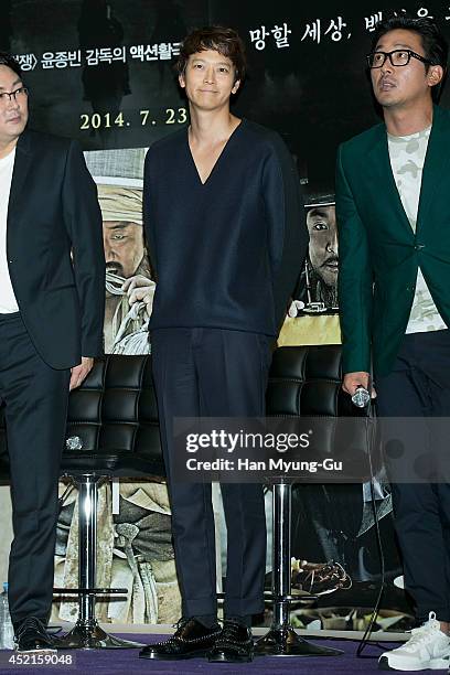 South Korean actor Gang Dong-Won attends the press screening for "Kundo: Age Of The Rampant" at COEX Mega Box on July 14, 2014 in Seoul, South Korea....