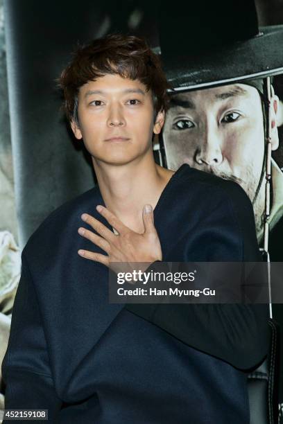 South Korean actor Gang Dong-Won attends the press screening for "Kundo: Age Of The Rampant" at COEX Mega Box on July 14, 2014 in Seoul, South Korea....