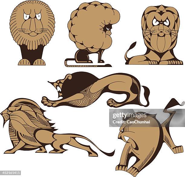 illustrations, cliparts, dessins animés et icônes de lions collection - lioness stretching
