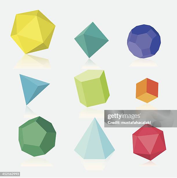 bunte drei dimensionale einfarbig - pyramide geometrische form stock-grafiken, -clipart, -cartoons und -symbole