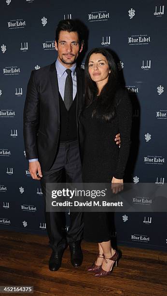 David gandy and Natalia Barbieri attends a drinks reception hosted by Ben Fogle and Bernie Shrosbree to celebrate Johnnie Walker Blue Label & Alfred...