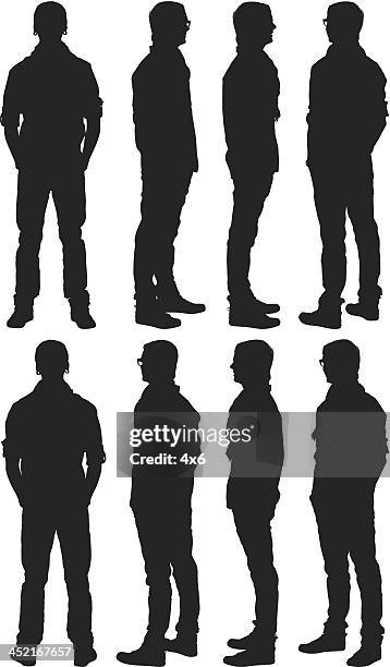 man standing - person looking at camera stock illustrations