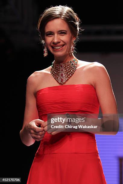 Kalki Koechlin walks the runway at Jewels by Preeti show during day 1 of the India International Jewellery Week 2014 at grand Hyatt on July 14, 2014...