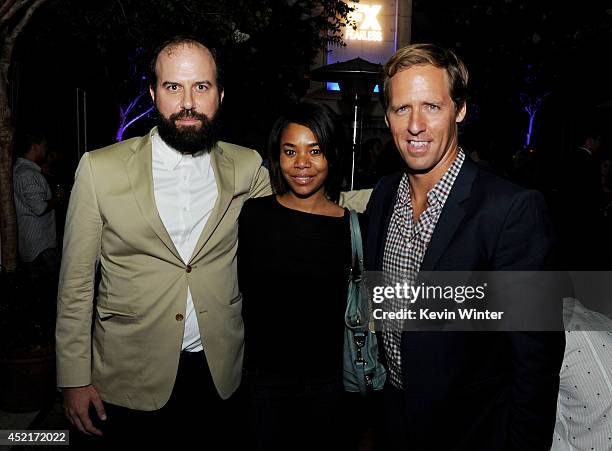 Actors Brett Gelman, Regina Hall and Nat Faxon pose at the after party for the premiere screening's of FX Network's "You're The Worst" and "Married"...