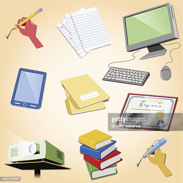 school items - manilla folder stock illustrations