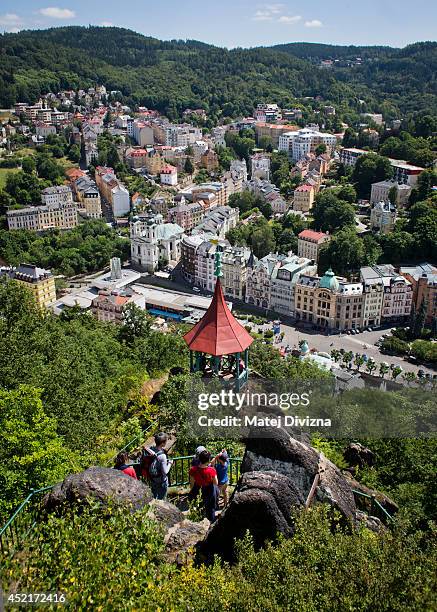 General view of the spa town of Karlovy Vary on July 12, 2014 in Karlovy Vary, Czech Republic. Karlovy Vary, known for its mineral-rich waters that...