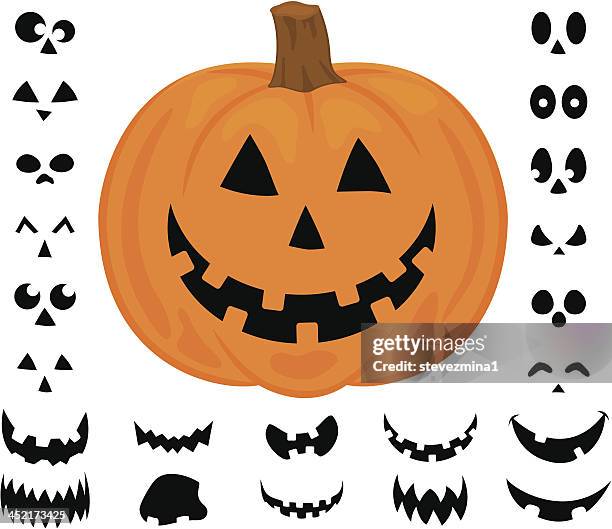 cheerful halloween pumpkin jack o' lantern vector illustration - hate vegetables stock illustrations