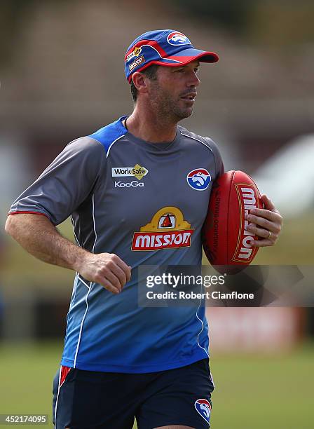 Bulldogs assistant coach Rohan Smith looks on during a Western Bulldogs AFL training session at Whitten Oval on November 27, 2013 in Melbourne,...