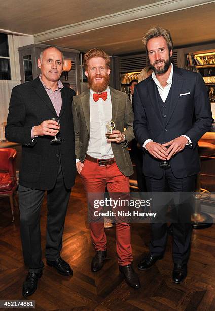 Bernie Shrosbree, Sean Conway and Ben Fogle attend Johnnie Walker Blue Label & Alfred Dunhill 'A Journey Shared' Dinner at 34 Grosvenor Square on...