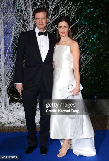 Colin Firth and Livia Firth attend the Winter Whites Gala in aid of Centrepoint at Kensington Palace on November 26, 2013 in London, England.