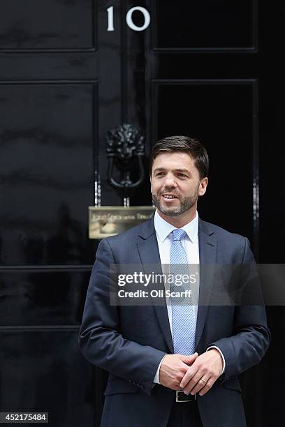 Stephen Crabb, the new Welsh Secretary, departs Downing Street on July 15, 2014 in London, England. British Prime Minister David Cameron is...