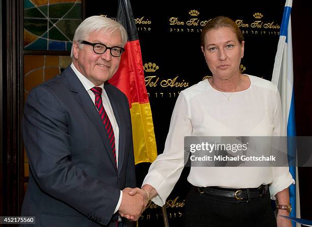 German Foreign Minister Frank-Walter Steinmeier meets Israeli Minister for Justice, Tzipi Livni, on July 15, 2014 in Tel Aviv, Israel. Steinmeier...