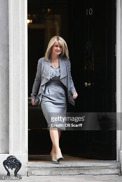 Esther McVey, who will continue in her role as Minister for Employment and Disabilities, departs Downing Street on July 15, 2014 in London, England....