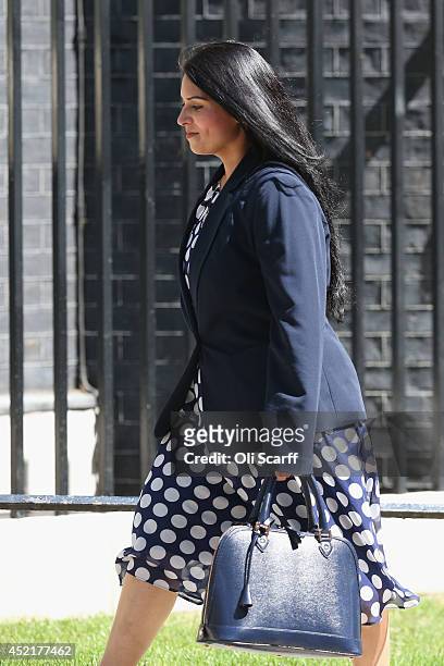 Priti Patel, the new Exchequer Secretary at the Treasury arrives at Downing Street on July 15, 2014 in London, England. British Prime Minister David...