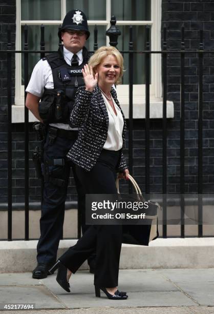 Anna Soubry, the new Minister of State at the Ministry of Defence, departs Downing Street on July 15, 2014 in London, England. British Prime Minister...