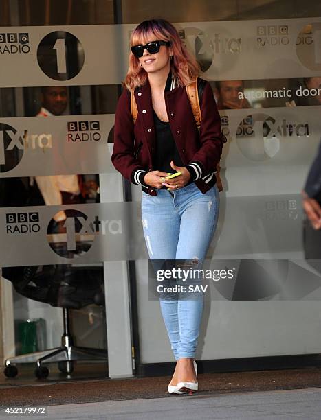 Lily Allen leaves Radio 1 on July 15, 2014 in London, England.