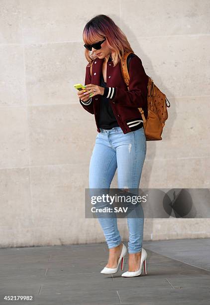 Lily Allen leaves Radio 1 on July 15, 2014 in London, England.