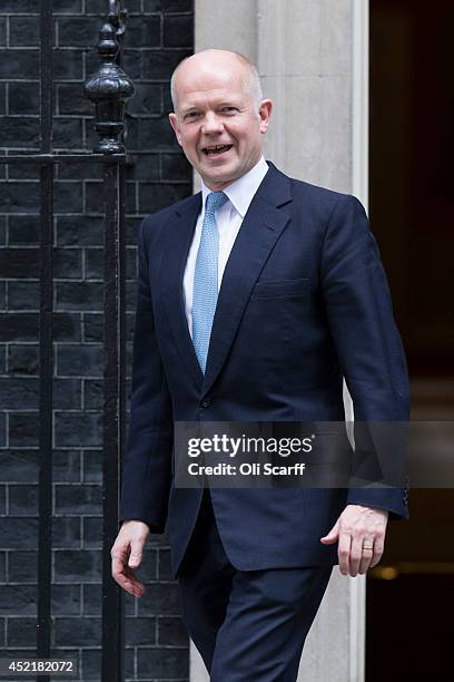 William Hague, the former Foreign Secretary, leaves Number 10 Downing Street on July 15, 2014 in London, England. British Prime Minister David...