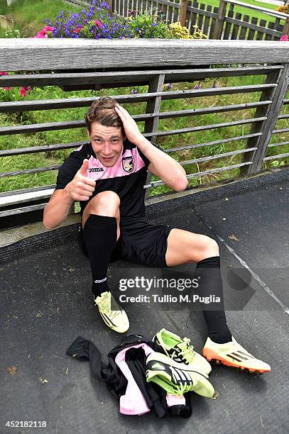 Andrea Belotti looks on during a Palermo training session at Sportarena on July 15, 2014 in Bad Kleinkirchheim, Austria.