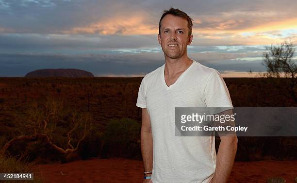 Graeme Swann of England poses for a photograph during a team visit to Uluru, which is also known as Ayers Rock, on November 26, 2013 in Ayers Rock,...