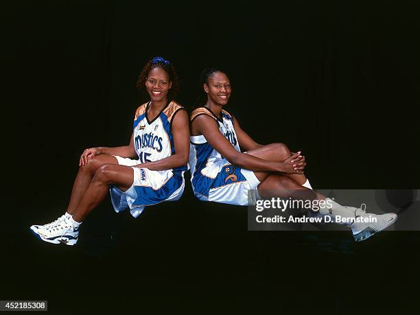 Nikki McCray and Chamique Holdsclaw of the Washington Mystics pose for a portrait during the 2000 WNBA All-Star Game on July 17, 2000 at America West...