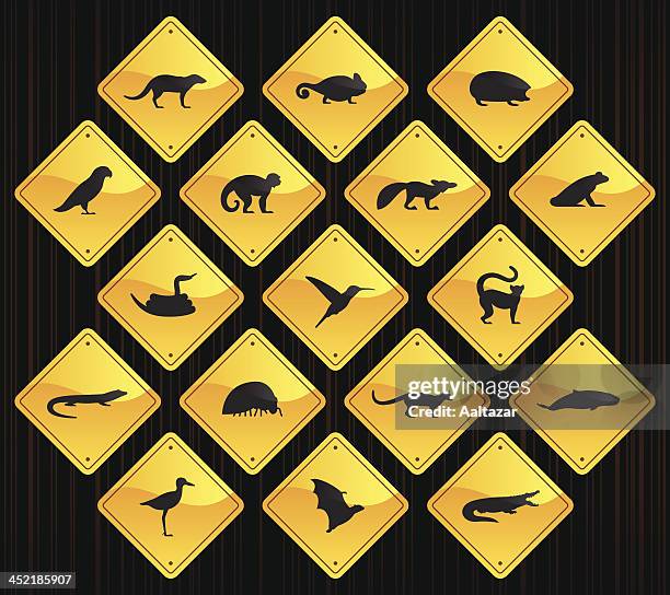 Yellow Road Signs Madagascar Animals High-Res Vector Graphic
