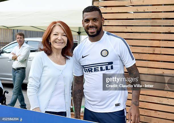 Bedy Moratti and Yann M'Vila attend FC Internazionale Milano training session on July 15, 2014 in Pinzolo near Trento, Italy.