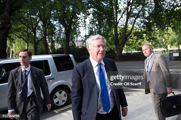 Michael Fallon , the new Defence Secretary, arrives at a television studio in Westminster on July 15, 2014 in London, England. British Prime Minister...