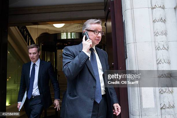 Michael Gove , the former Education Secretary, leaves a television studio in Westminster on July 15, 2014 in London, England. British Prime Minister...