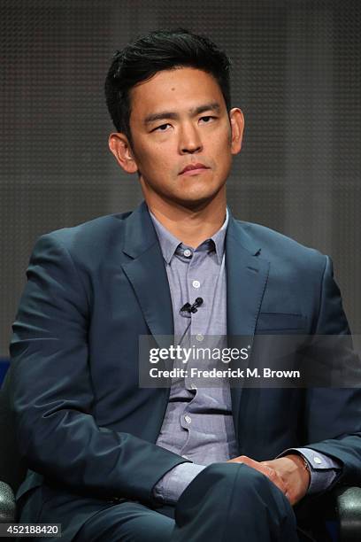 Actor John Cho speaks onstage at the 'Selfie'' panel during the Disney/ABC Television Group portion of the 2014 Summer Television Critics Association...