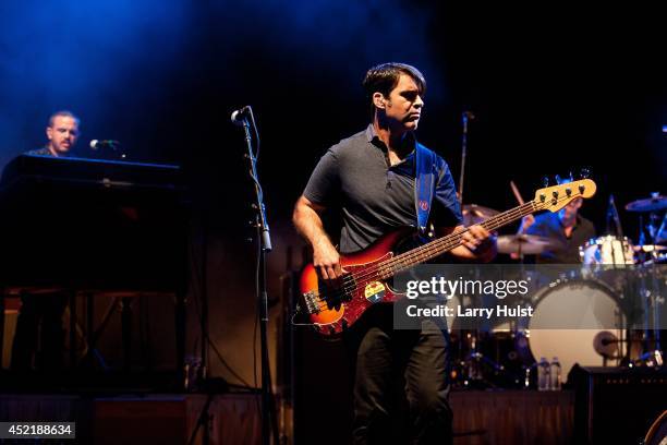 Bob Crawford performs with the 'Avett Brothers' at Red Rocks Amplitheater in Morrison, Colorado, on July 11, 2014.