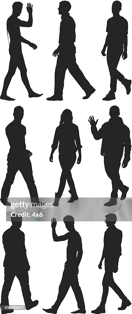Silhouette of people in different poses