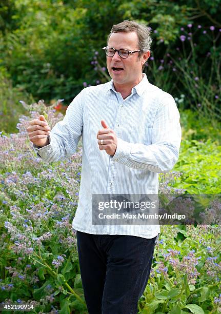 Hugh Fearnley-Whittingstall stands in the vegetable garden of River Cottage HQ following a visit by Prince Charles, Prince of Wales and Camilla,...